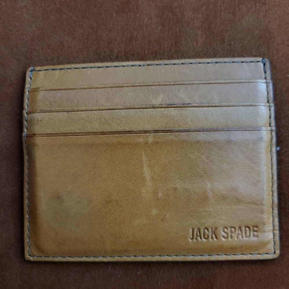 Jack Spade leather card holder dual color Brown and Blue